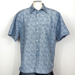 WEATHERPROOF Light Blue Tiki Huts Pattern Shirt